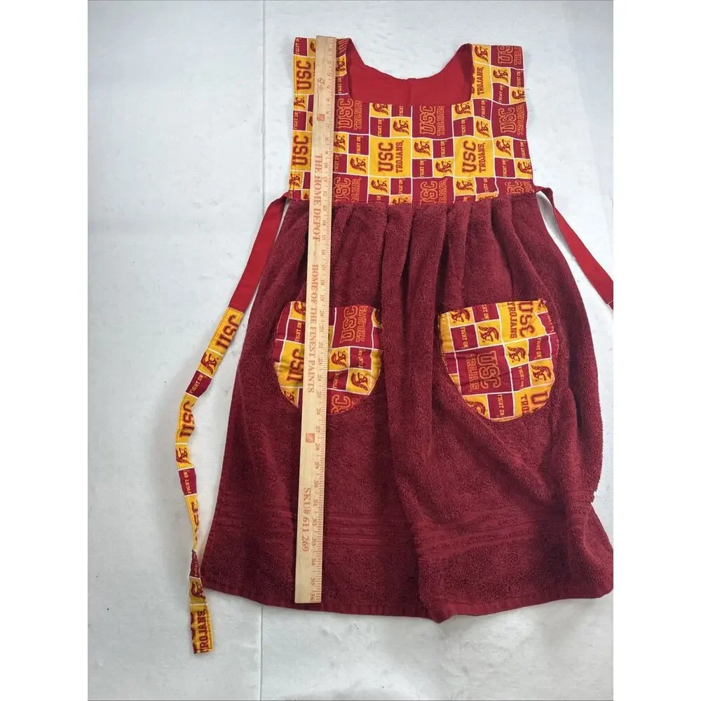 Upcycled USC Trojans Towel Apron Handmade University of Southern California BBQ